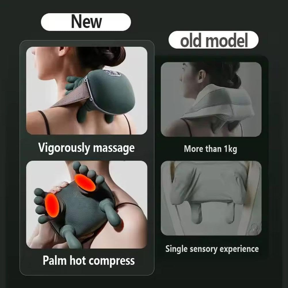 Portable Infrared 5 Finger Neck & Shoulder Massager – Deep Kneading Relaxation Therapy For Home, Office & Travel