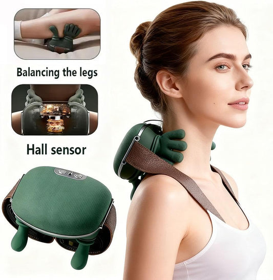 Portable Infrared 5 Finger Neck & Shoulder Massager – Deep Kneading Relaxation Therapy For Home, Office & Travel