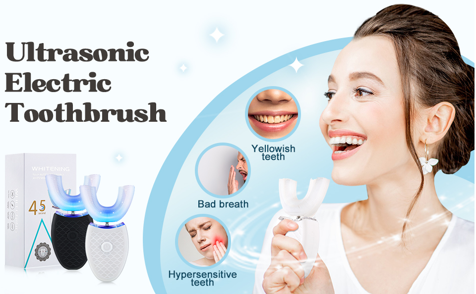 360° Automatic U-Shaped Electric Toothbrush – Rechargeable Waterproof Silicone Toothbrush for Kids & Adults